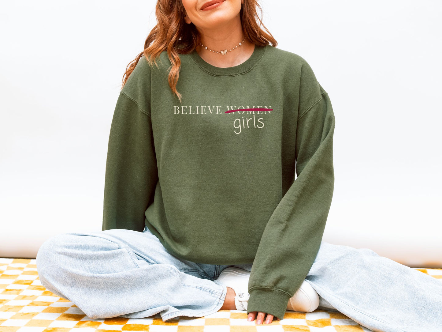 Believe Women Epstein List Anti Trump Crewneck Sweatshirt