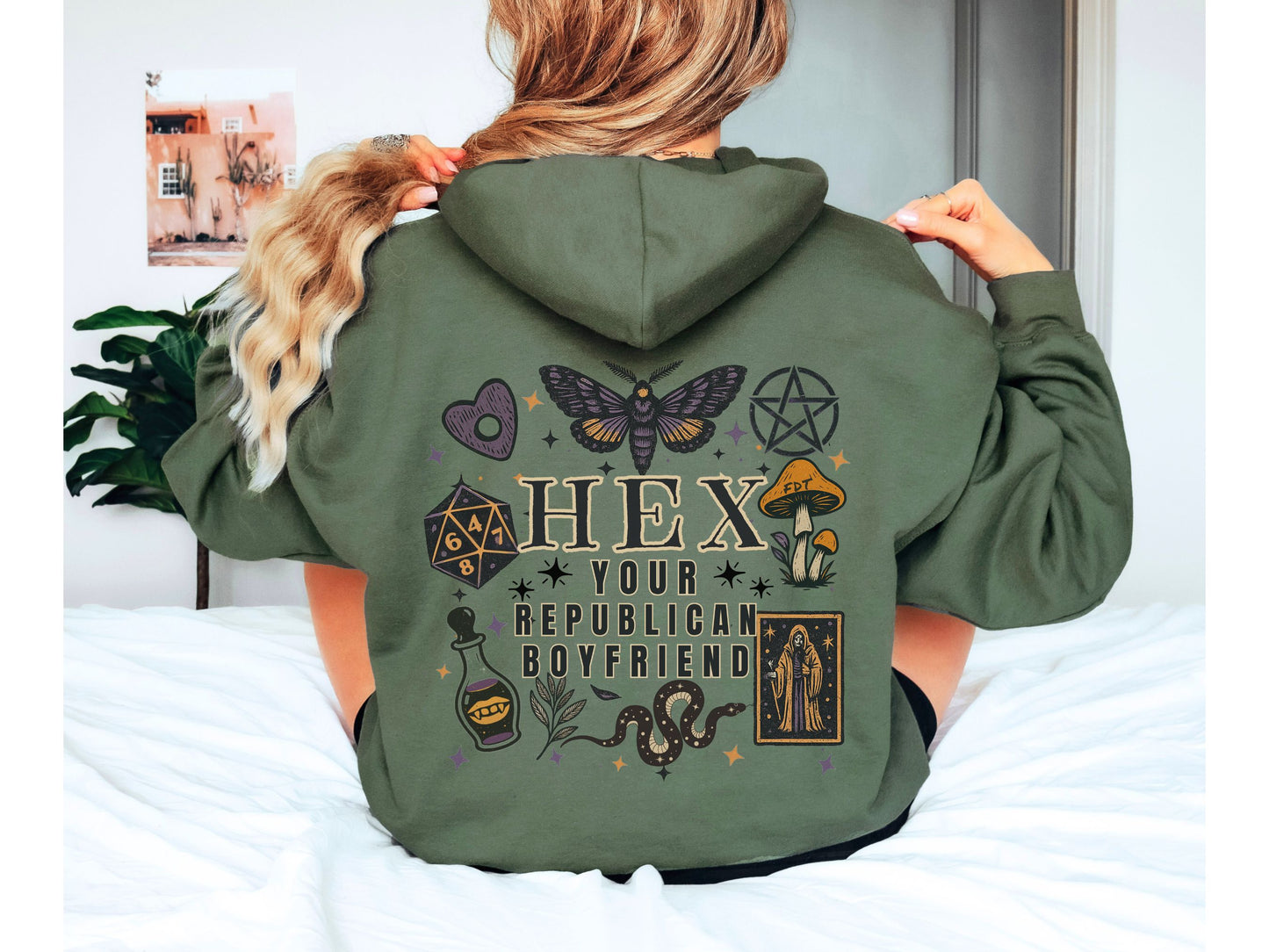 Hex Your Republican Boyfriend Halloween Anti Trump Hooded Sweatshirt
