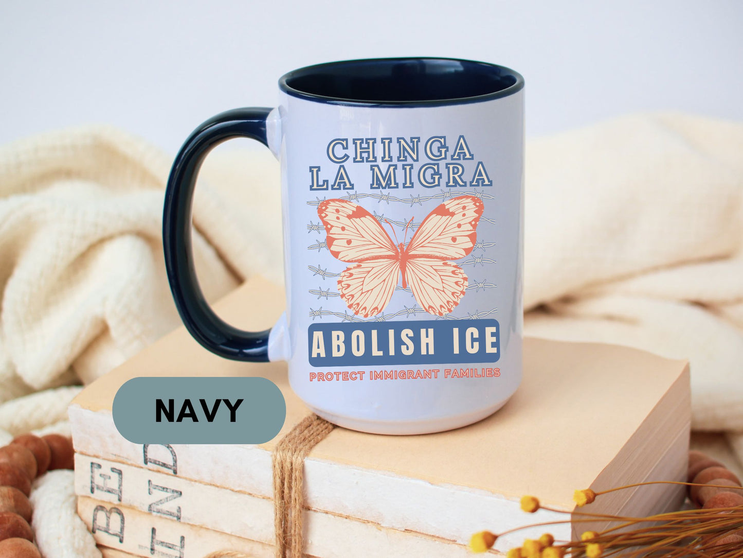 Chinga La Migra Abolish Ice Monarch Mug
