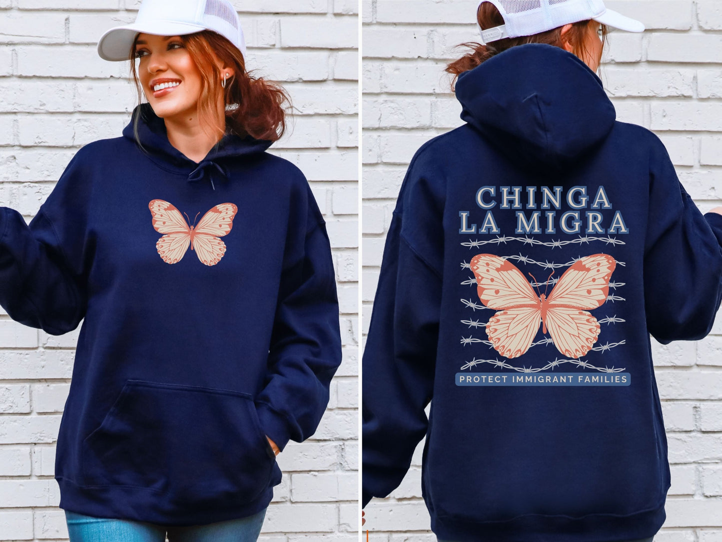 Chinga La Migra Butterfly Hooded Sweatshirt