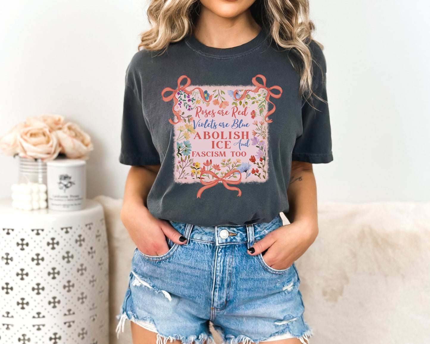 Abolish Ice Fight Fascism Anti Ice Comfort Colors Tee Shirt