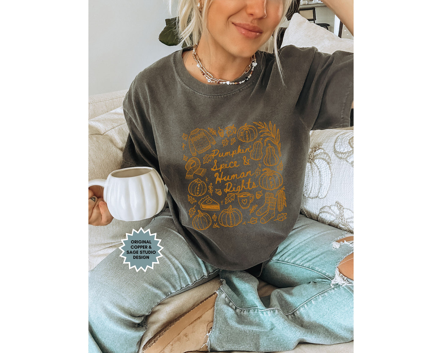 Pumpkin Spice and Human Rights Subtle Fuck Trump Comfort Colors Shirt