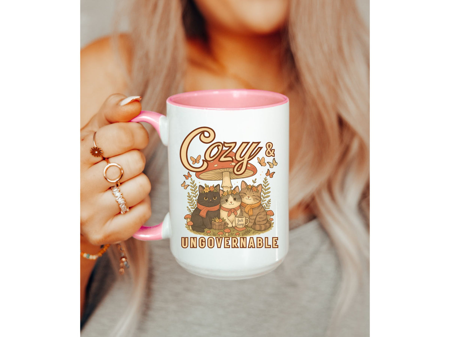 Cozy and Ungovernable Cat Subtle Fuck TrumpHidden Message Mug