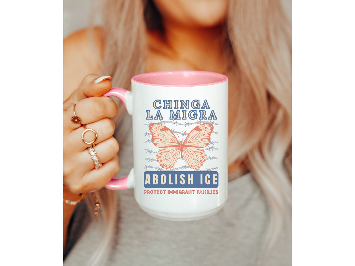 Chinga La Migra Abolish Ice Monarch Mug