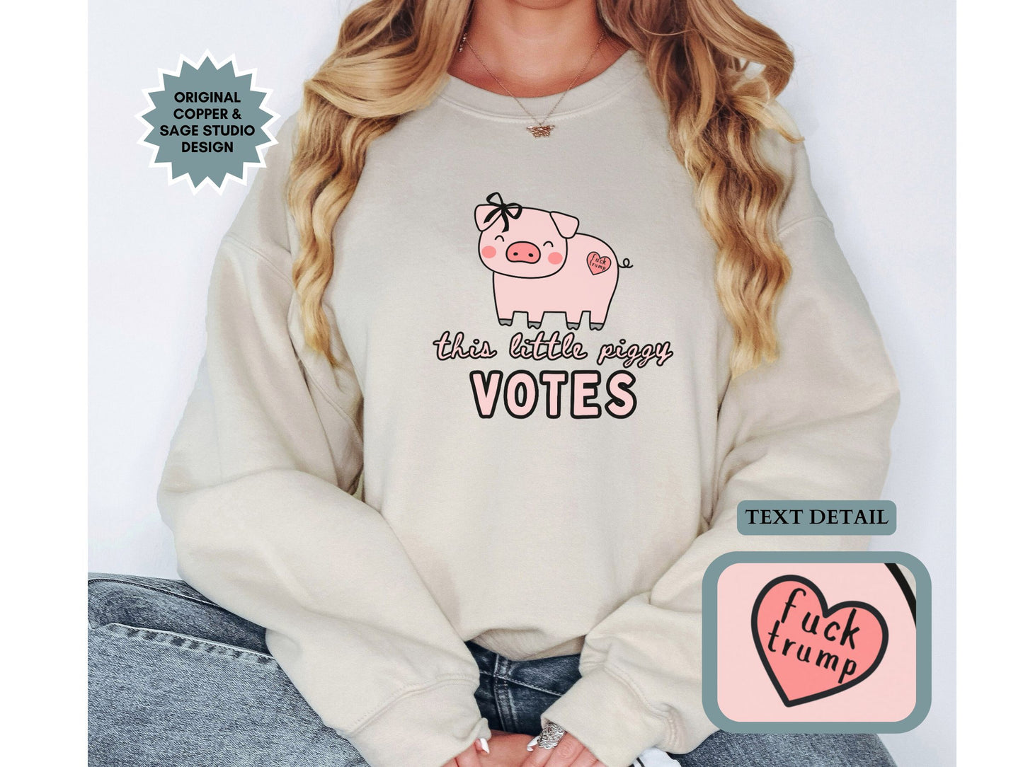 Fuck Trump Quiet Piggy Crewneck Sweatshirt
