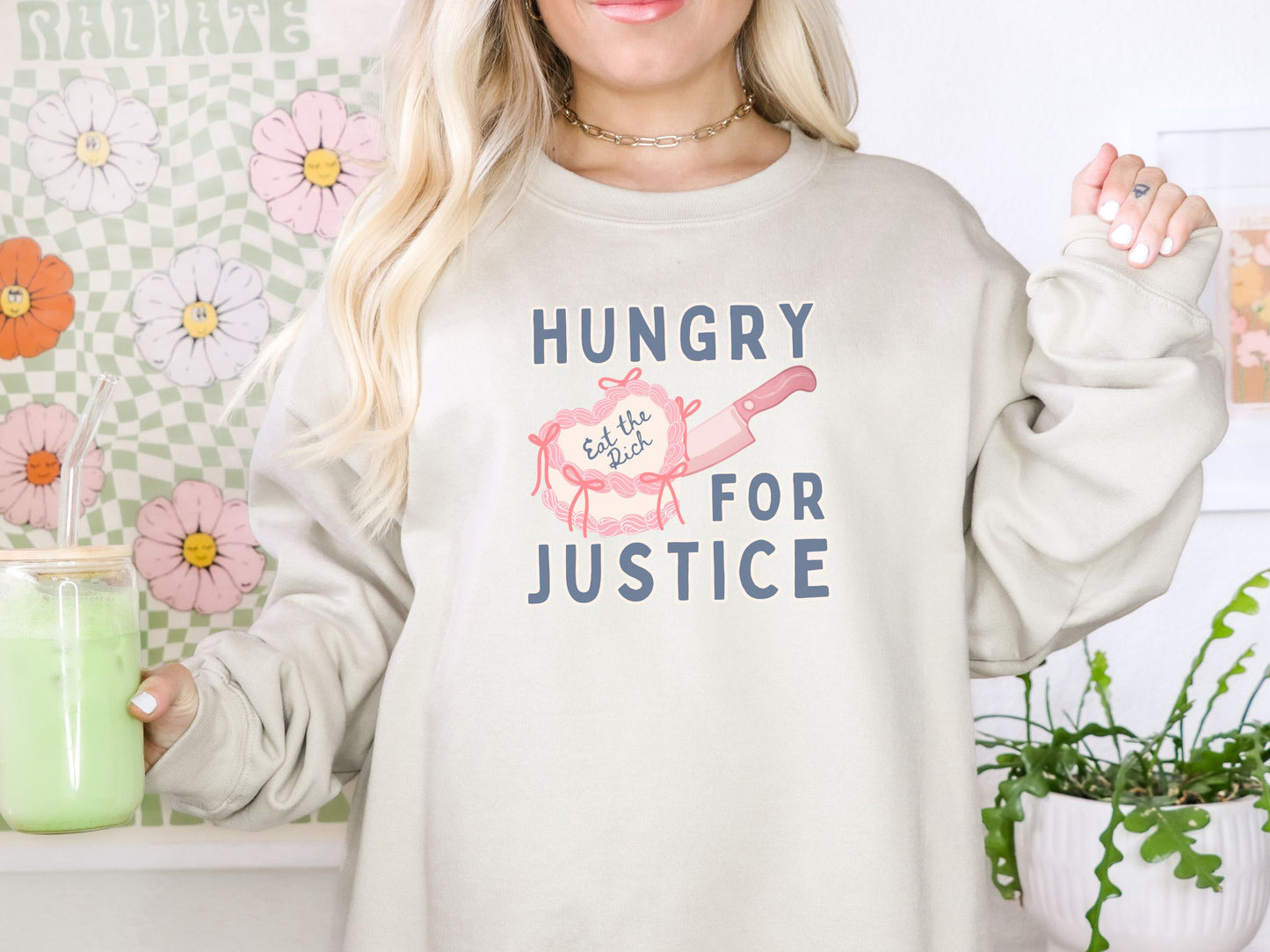 Hungry For Justice Eat The Rich Crewneck Sweatshirt