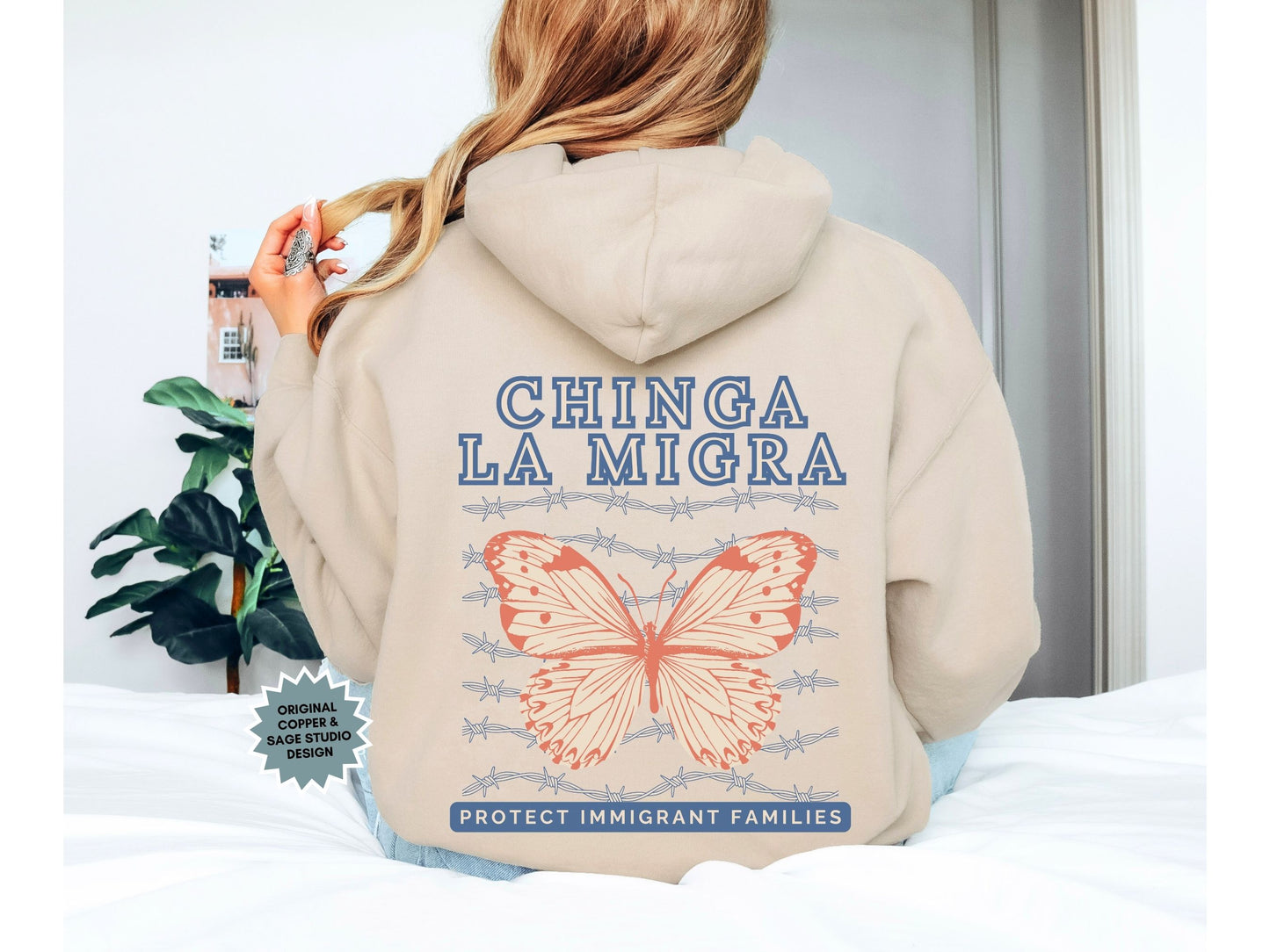Chinga La Migra Butterfly Hooded Sweatshirt