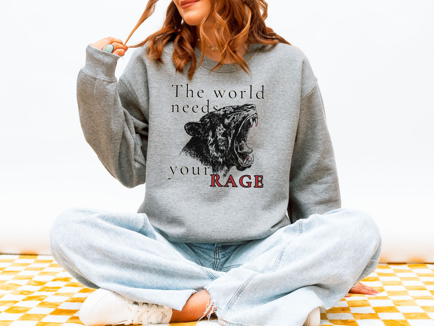 The World Needs Your Rage Tiger Crewneck Sweatshirt