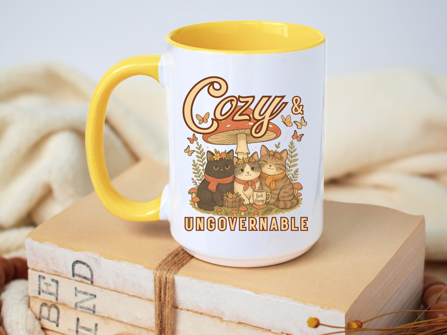 Cozy and Ungovernable Cat Subtle Fuck TrumpHidden Message Mug
