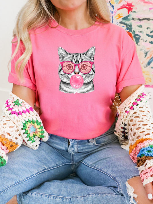 Subtle Fuck Trump Bubble Gum Cat Comfort Colors Tee Shirt