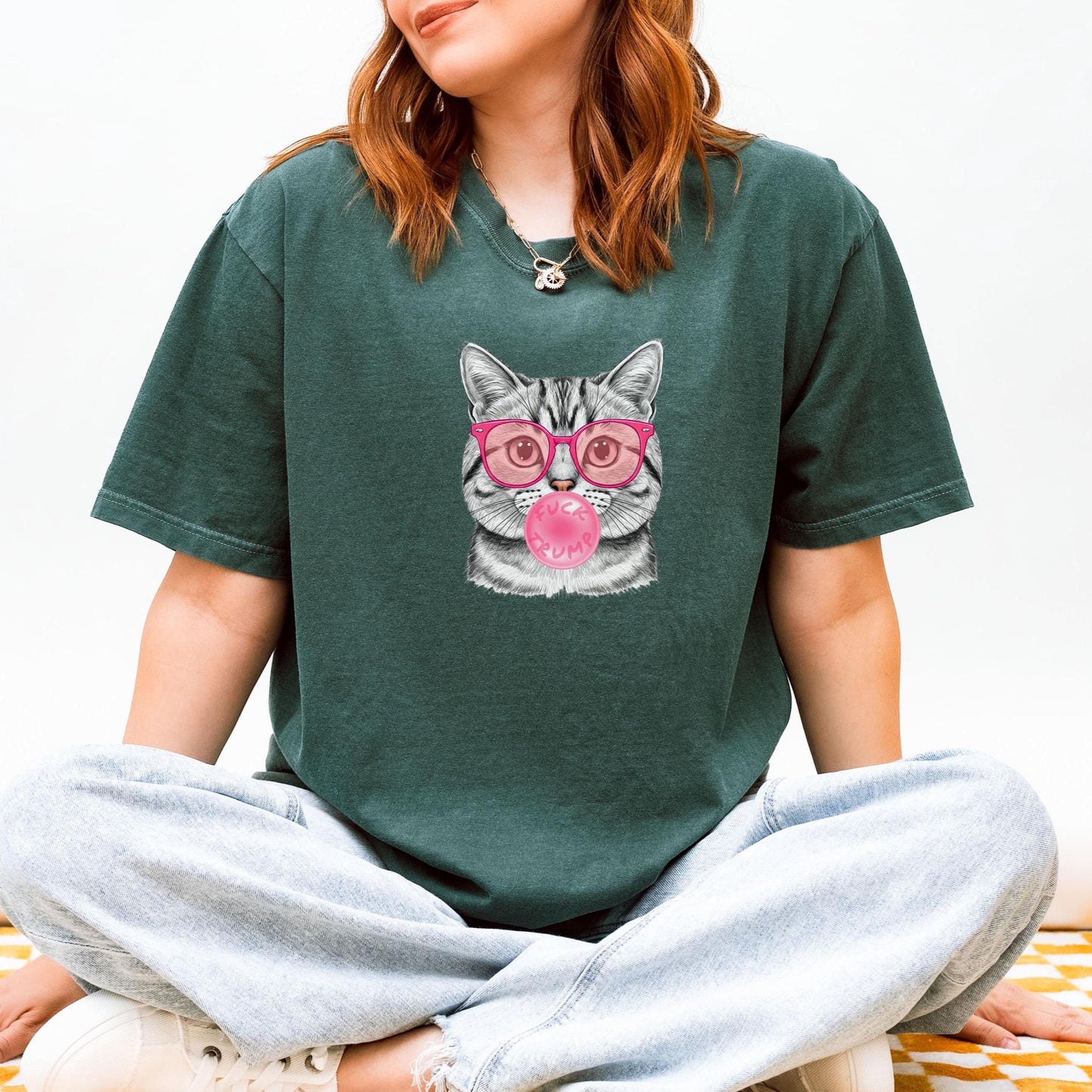 Subtle Fuck Trump Bubble Gum Cat Comfort Colors Tee Shirt