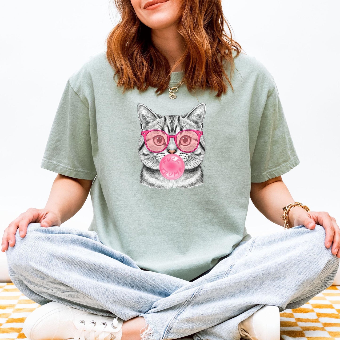 Subtle Fuck Trump Bubble Gum Cat Comfort Colors Tee Shirt